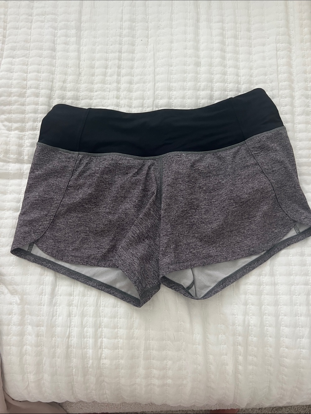 Women’s High-Waist Performance Shorts in Heather Gray and Black